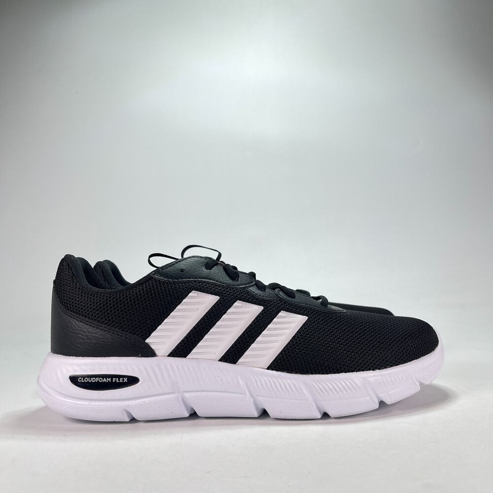 adidas Cloudfoam Flex Laces Core Black White Walking Shoes HQ4854 Men's Size 10